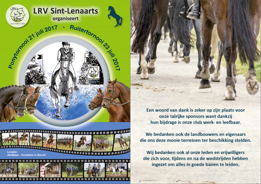 Cover programmaboekje LRV Sint Lenaarts pony en ruitertornooi 2017